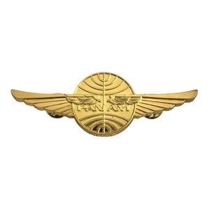 Fantasy Pan Am Aviator Wings Pin Gold Plated 3.5” Collectible Lapel Badge New